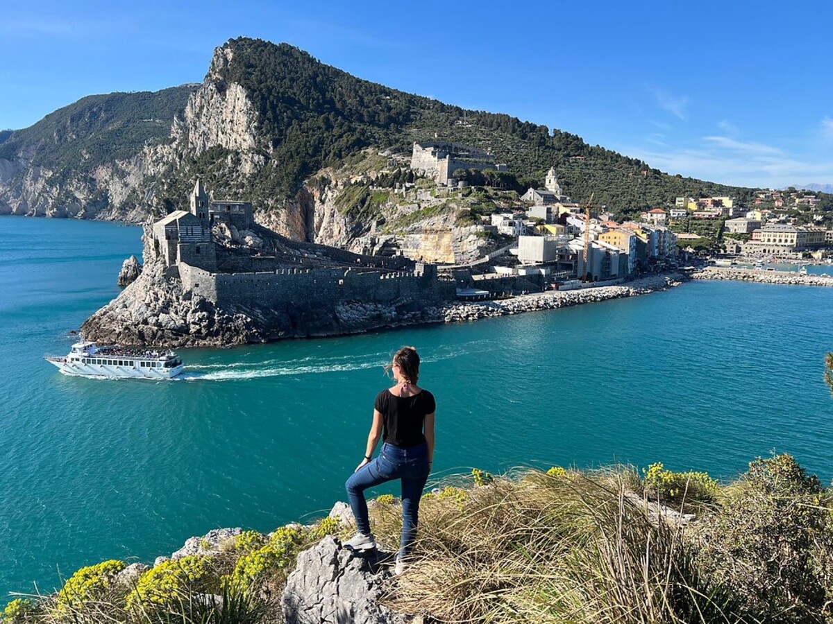 Portovenere village view from Palmaria Island near La Spezia and Cinque Terre