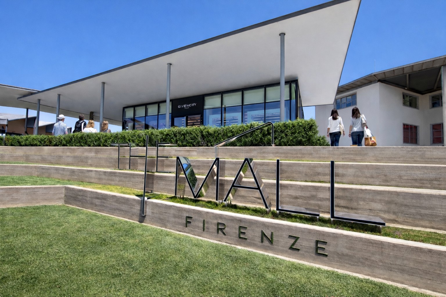 Entrance of The Mall Firenze luxury outlet near Florence, Italy