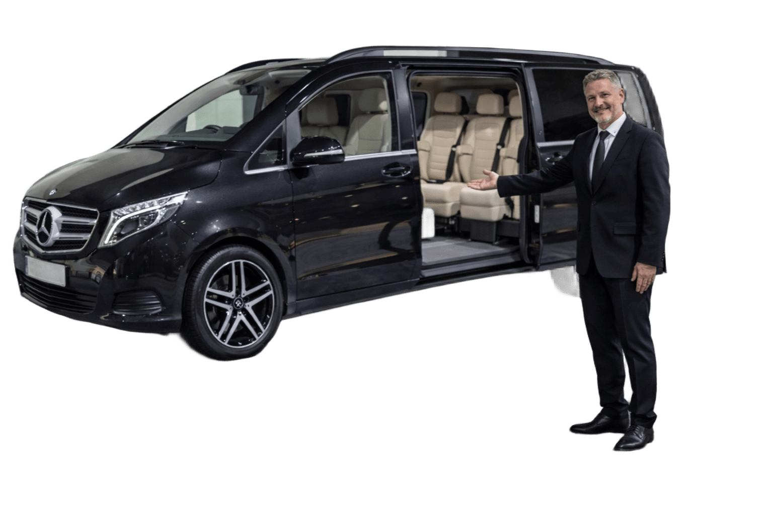 Professional chauffeur with Mercedes V-Class — FlorencePisa.Taxi