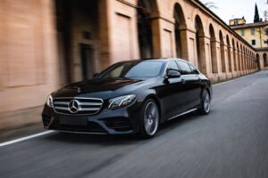 Luxury Mercedes E-Class private transfer from Florence to Bologna and Maranello, premium chauffeur service in Emilia-Romagna