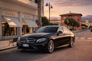 Luxury Mercedes sedan in Forte dei Marmi city center – Florence to Forte dei Marmi taxi transfer
