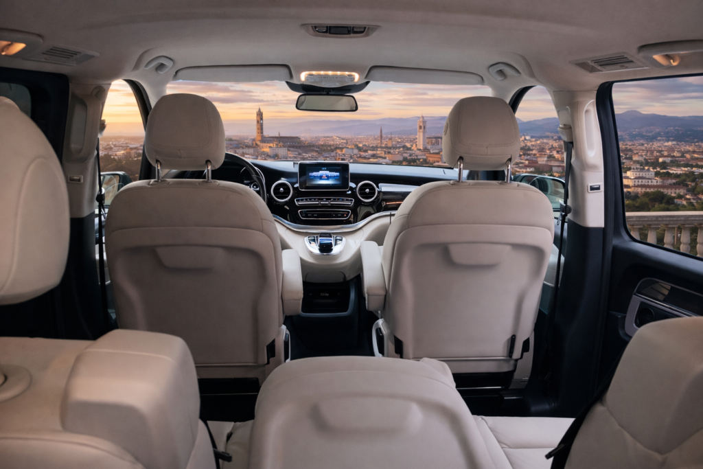 Luxury Mercedes V-Class chauffeur vehicle in Tuscany