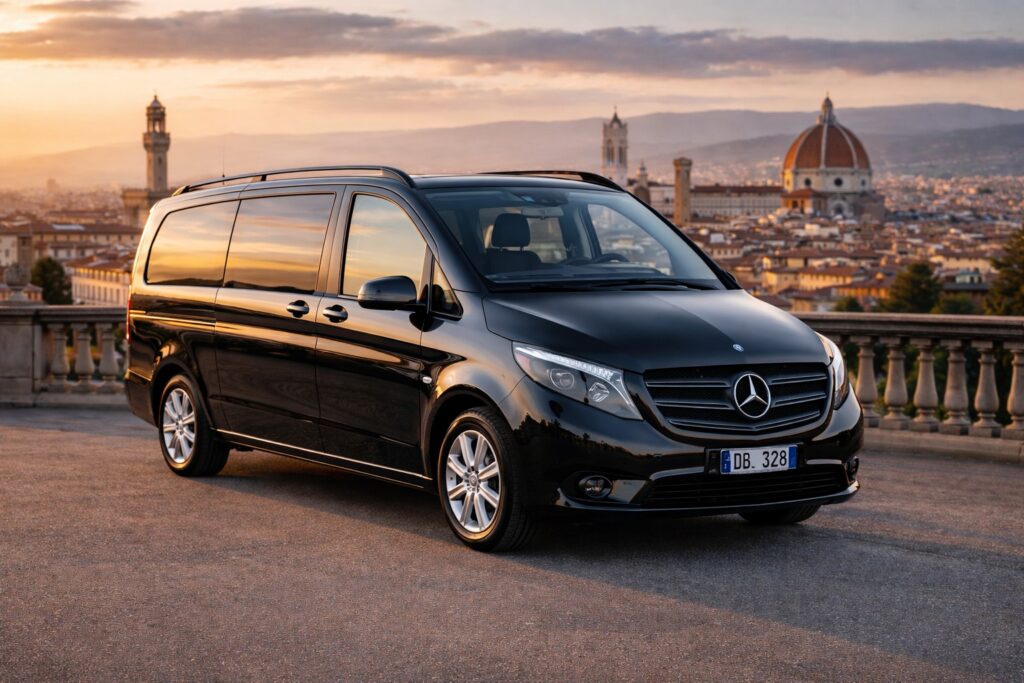 Mercedes Vito business van exterior at Piazzale Michelangelo in Florence