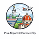 Round flat-style icon showing Pisa International Airport and Florence city with the Duomo, representing the private transfer route between Pisa Airport and Florence.